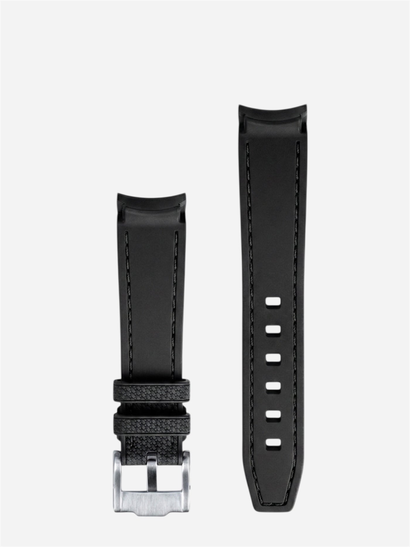 Black stitch rubber strap for Omega x Swatch MoonSwatch stainless steel