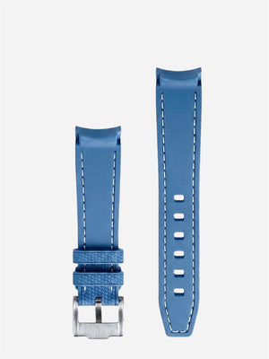 Blue stitch rubber strap for Omega x Swatch MoonSwatch stainless steel