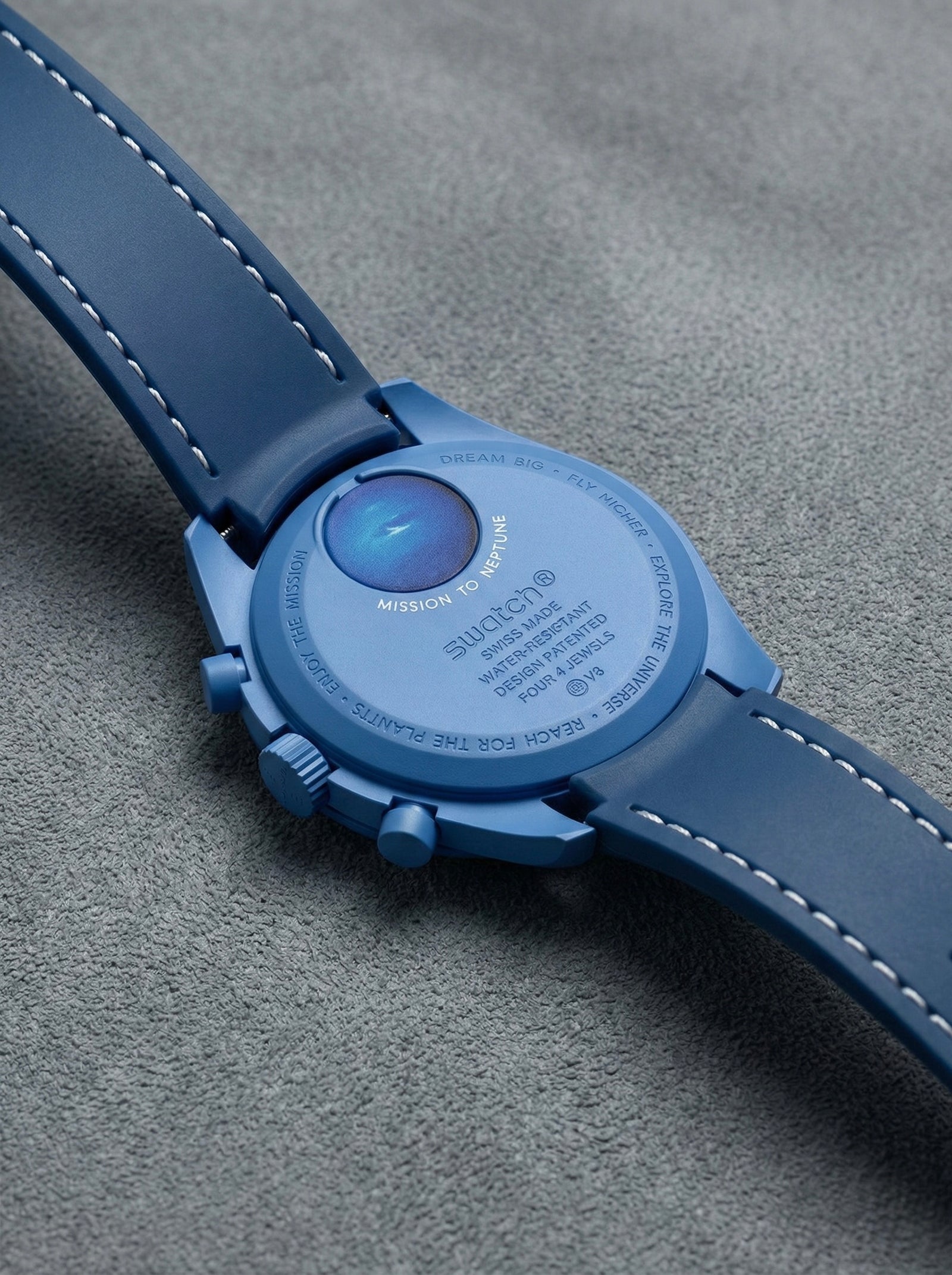 Dark Blue Stitch Rubber Strap for Omega x Swatch Mission to Neptune