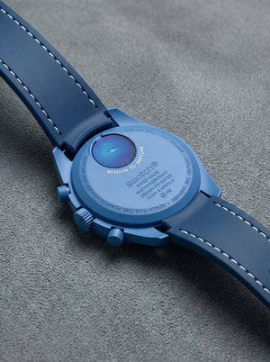 Dark Blue Stitch Rubber Strap for Omega x Swatch Mission to Neptune