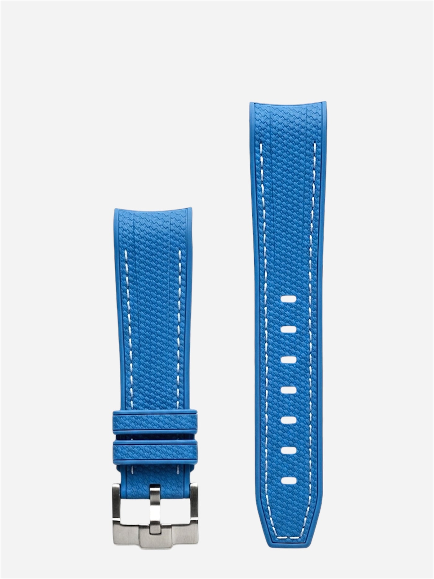 Blue stitch rubber strap for Omega x Swatch MoonSwatch stainless steel