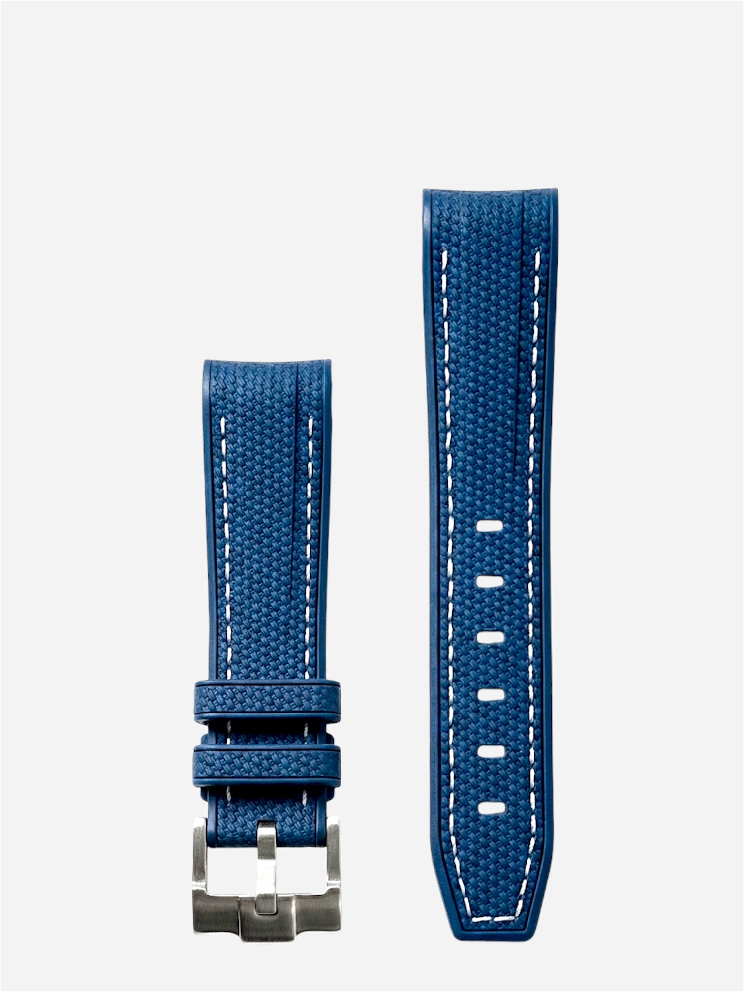 Blue stitch rubber strap for Omega x Swatch MoonSwatch stainless steel