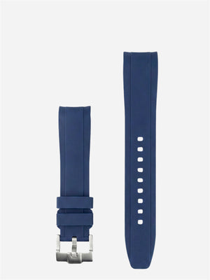Dark blue smooth rubber strap for Omega x Swatch MoonSwatch stainless steel