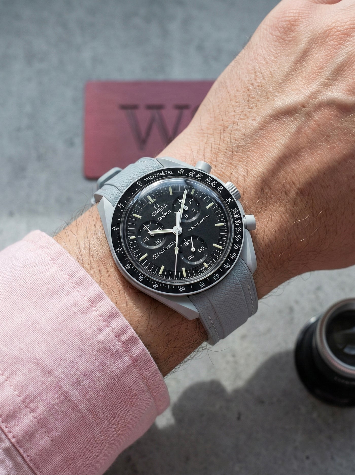 Light Gray Stitch Rubber Strap for Omega x Swatch Mission to Moon