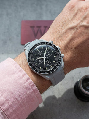 Light Gray Stitch Rubber Strap for Omega x Swatch Mission to Moon