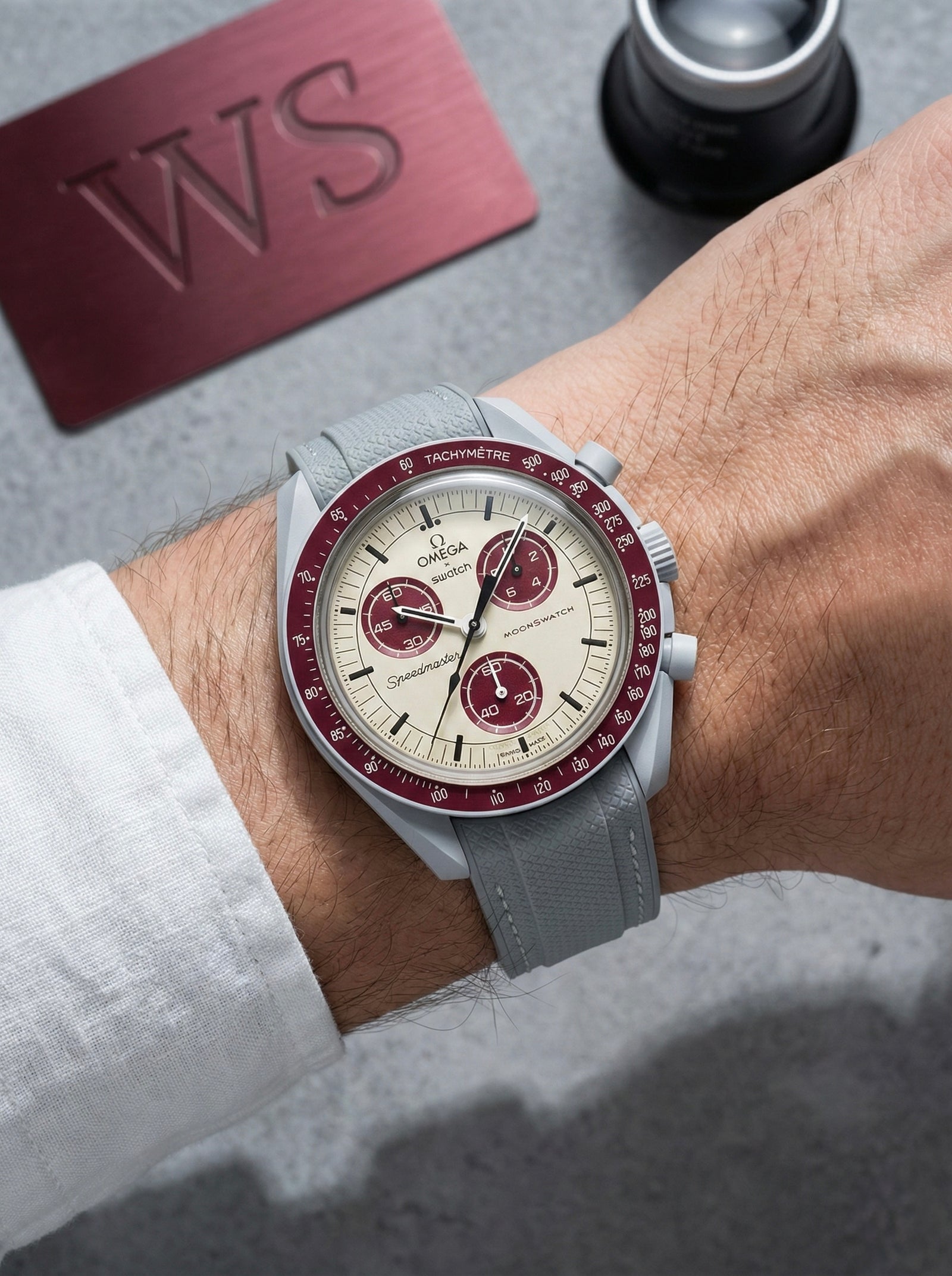 Light Gray Stitch Rubber Strap for Omega x Swatch Mission to Pluto