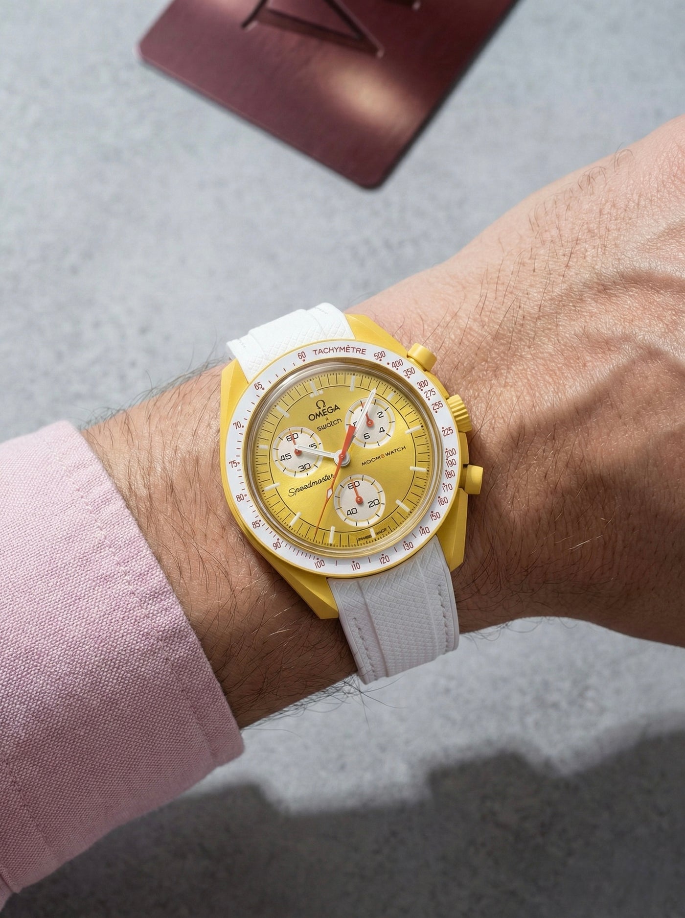 White Stitch Rubber Strap for Omega x Swatch Mission to Sun