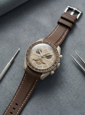 Dark Brown Stitch Rubber Strap for Omega x Swatch Mission to Saturn