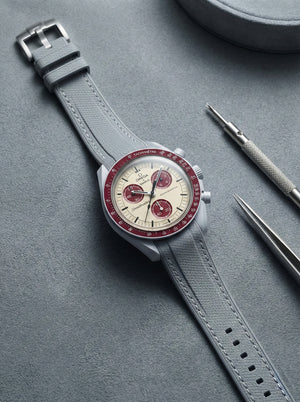 Light Gray Stitch Rubber Strap for Omega x Swatch Mission to Pluto