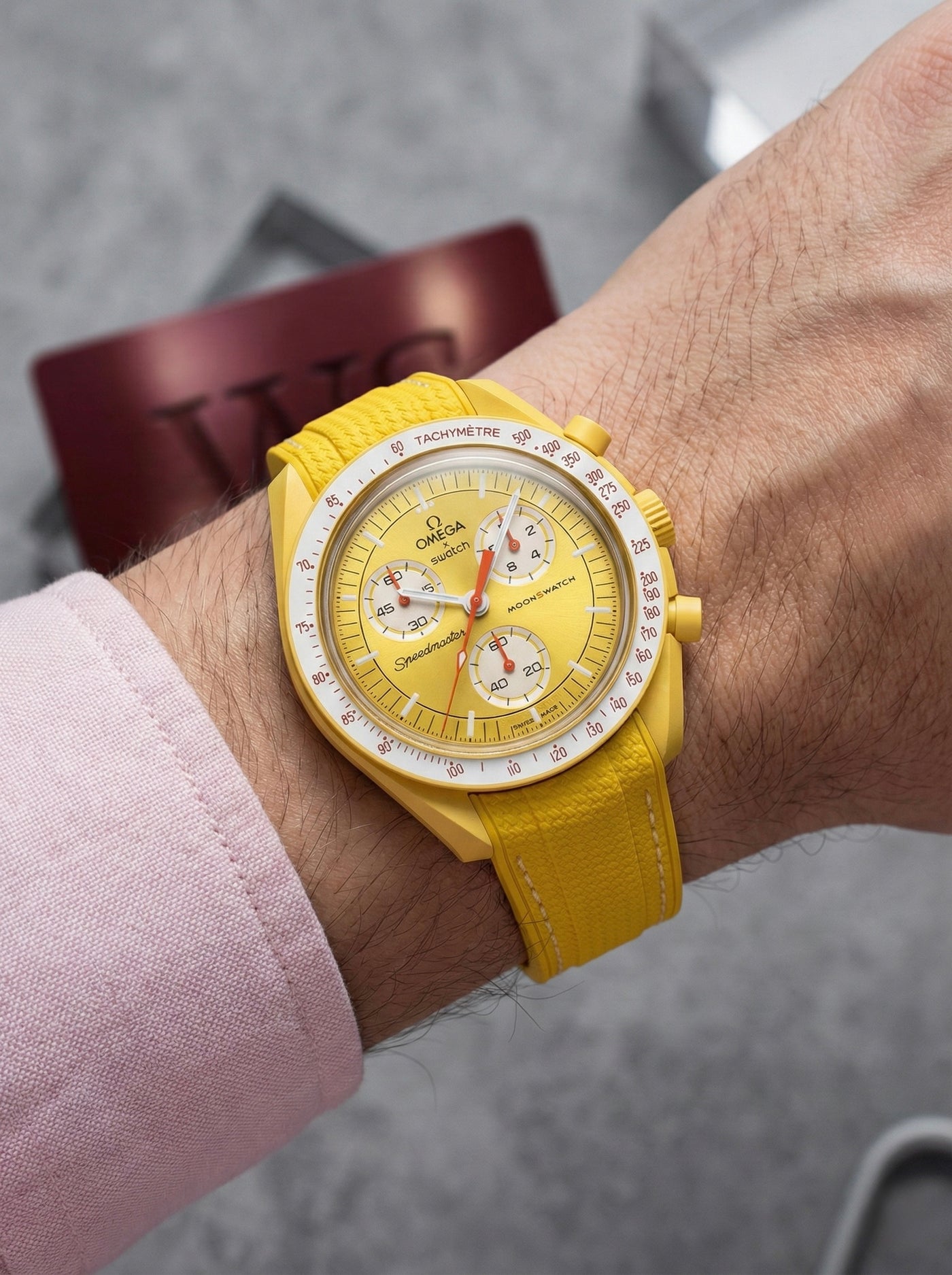 Yellow Stitch Rubber Strap for Omega x Swatch Mission to Sun