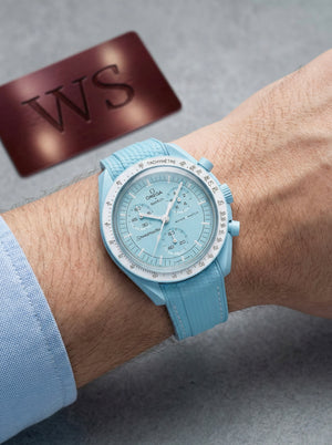 Light Blue Stitch Rubber Strap for Omega x Swatch Mission to Uranus