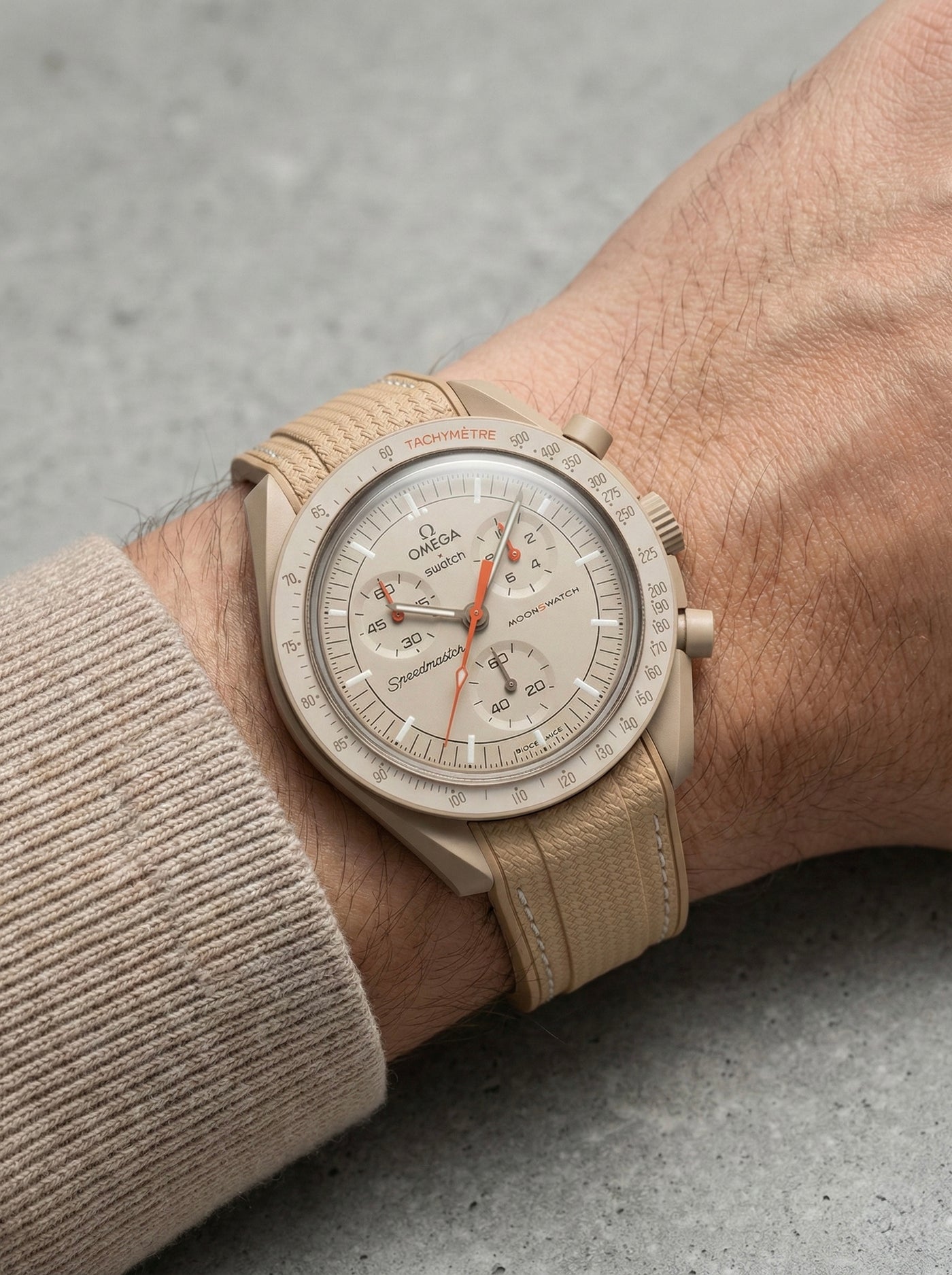 Light Brown Stitch Rubber Strap for Omega x Swatch Mission to Jupiter