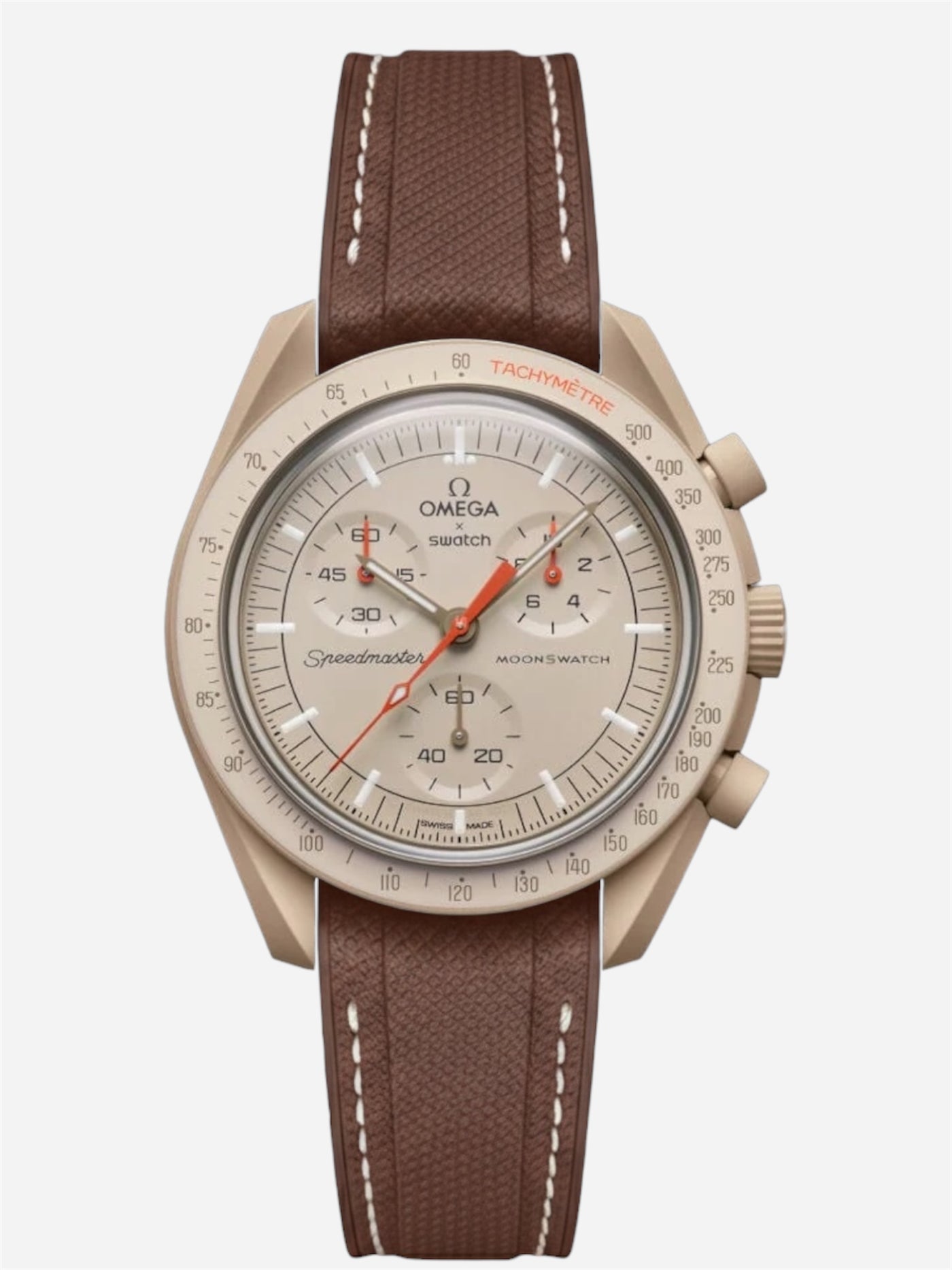 Dark Brown Stitch Rubber Strap for Omega x Swatch Mission to Jupiter