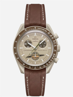 Dark Brown Stitch Rubber Strap for Omega x Swatch Mission to Saturn