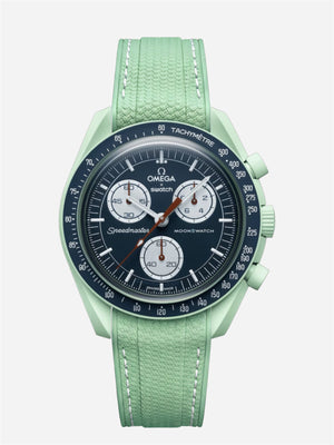 Mint Green Stitch Rubber Strap for Omega x Swatch Mission to Earth