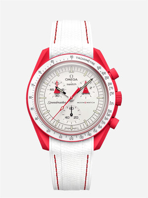White Stitch Rubber Strap for Omega x Swatch Mission to Mars