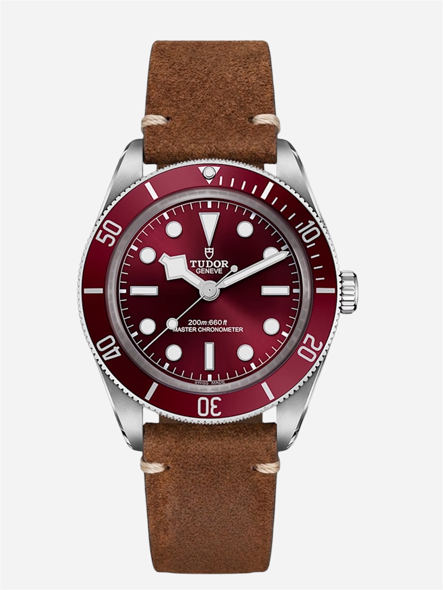 Genuine Brown Leather Strap for Tudor Black Bay 58 Red
