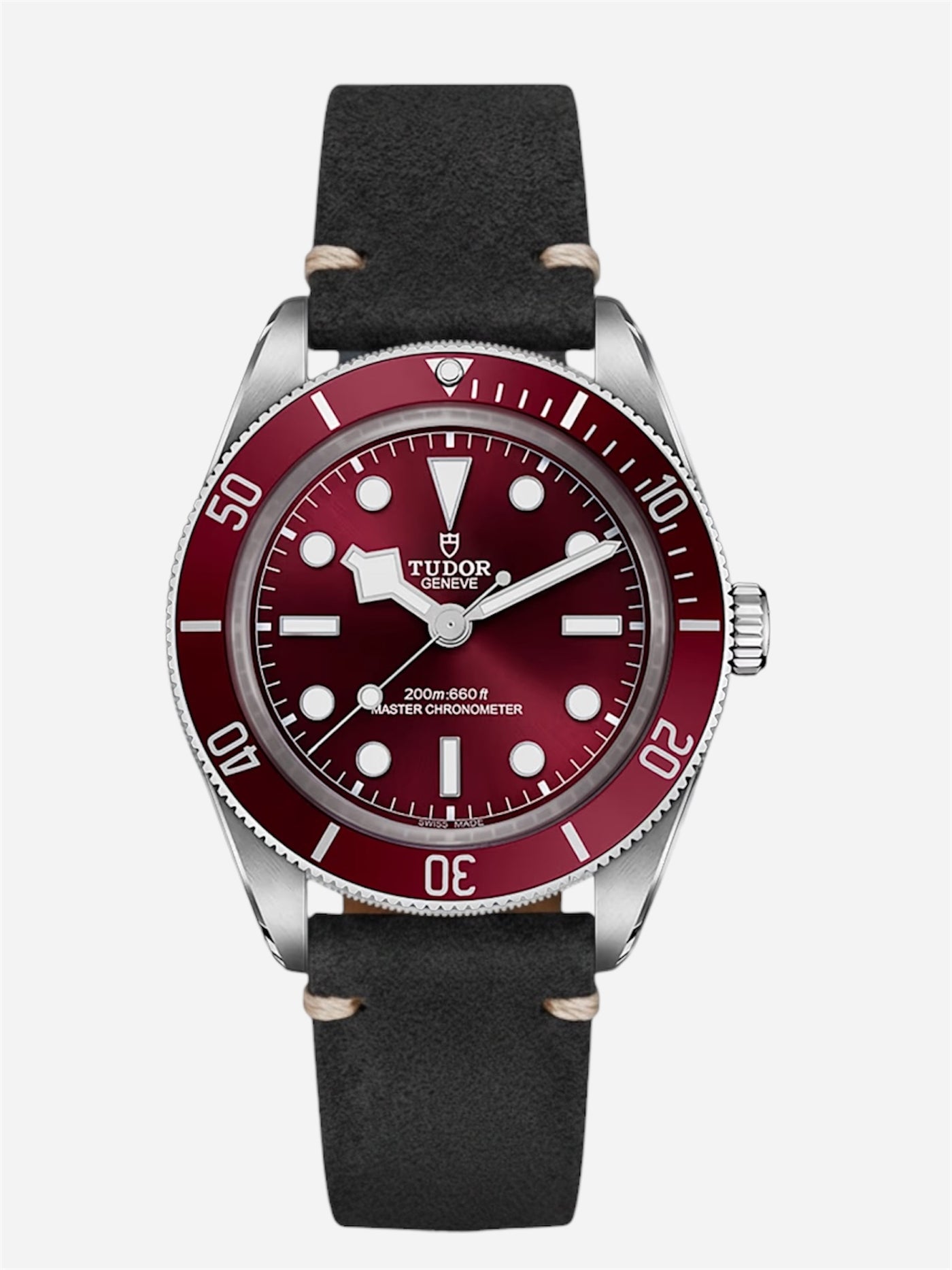 Genuine Black Leather Strap for Tudor Black Bay 58 Red