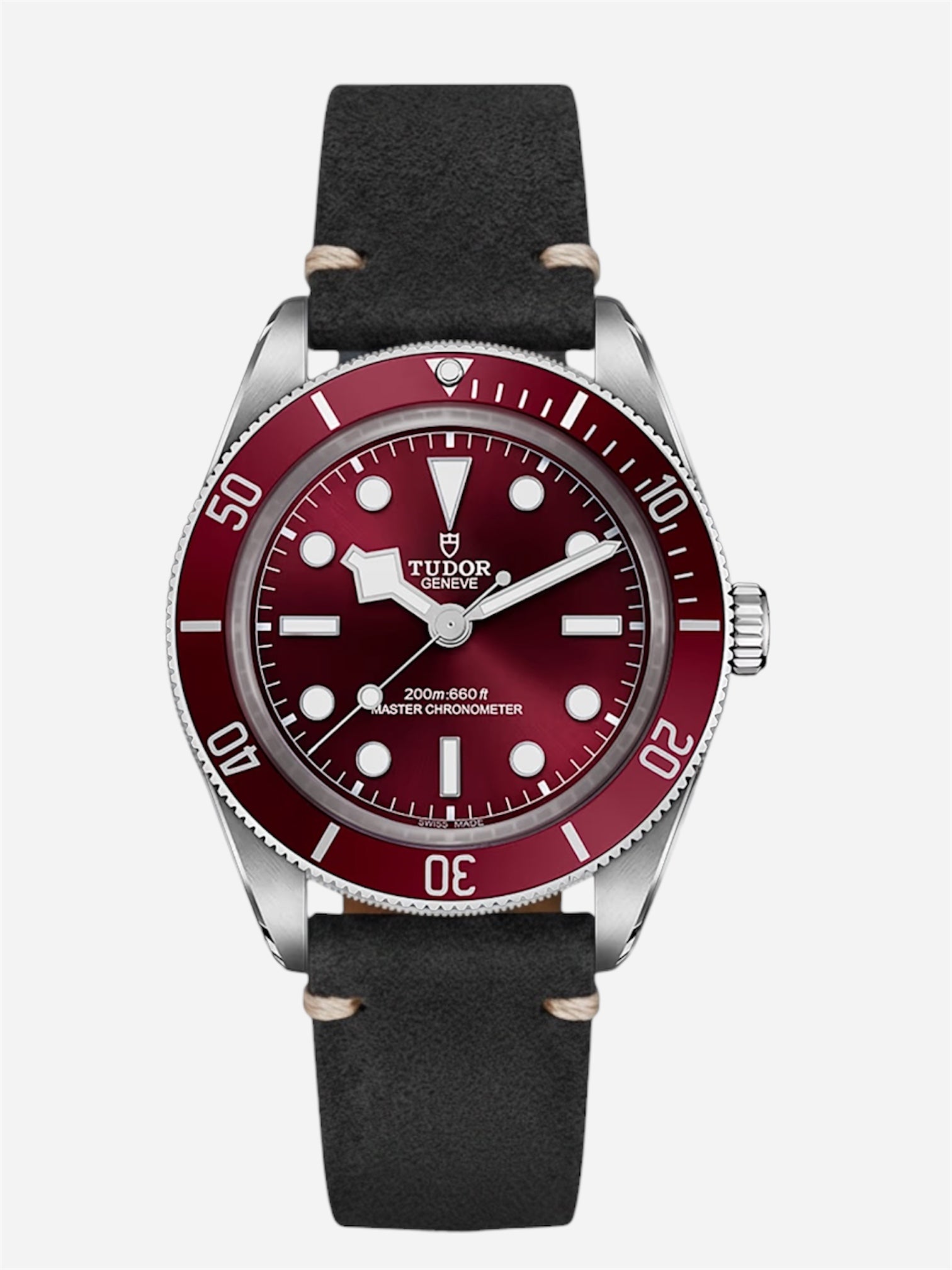 Genuine Black Leather Strap for Tudor Black Bay 58 Red