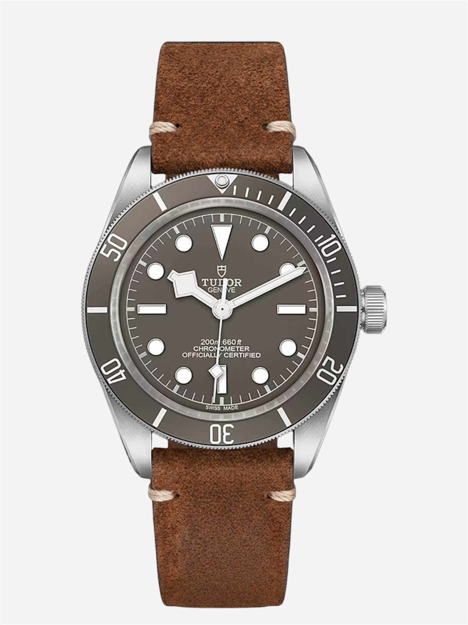 Genuine Brown Leather Strap for Tudor Black Bay 58 Gray