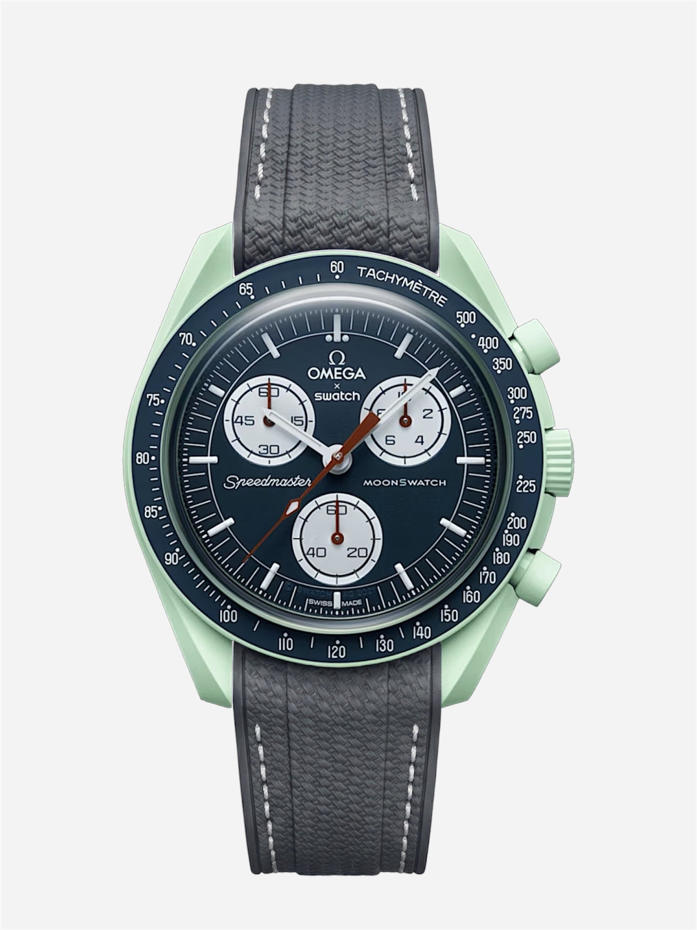 Dark Gray Stitch Rubber Strap for Omega x Swatch Mission to Earth