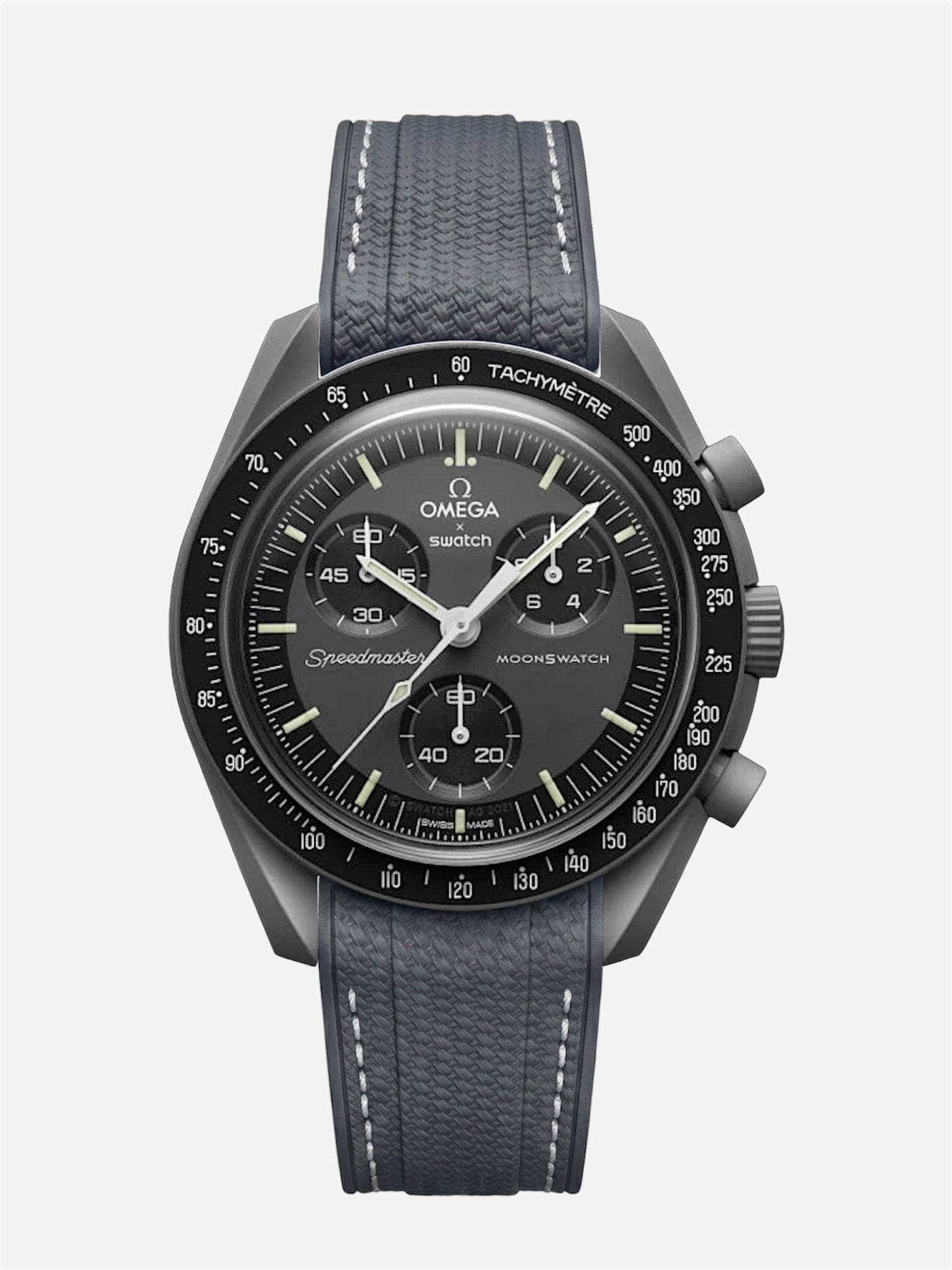 Dark Gray Stitch Rubber Strap for Omega x Swatch Mission to Mercury