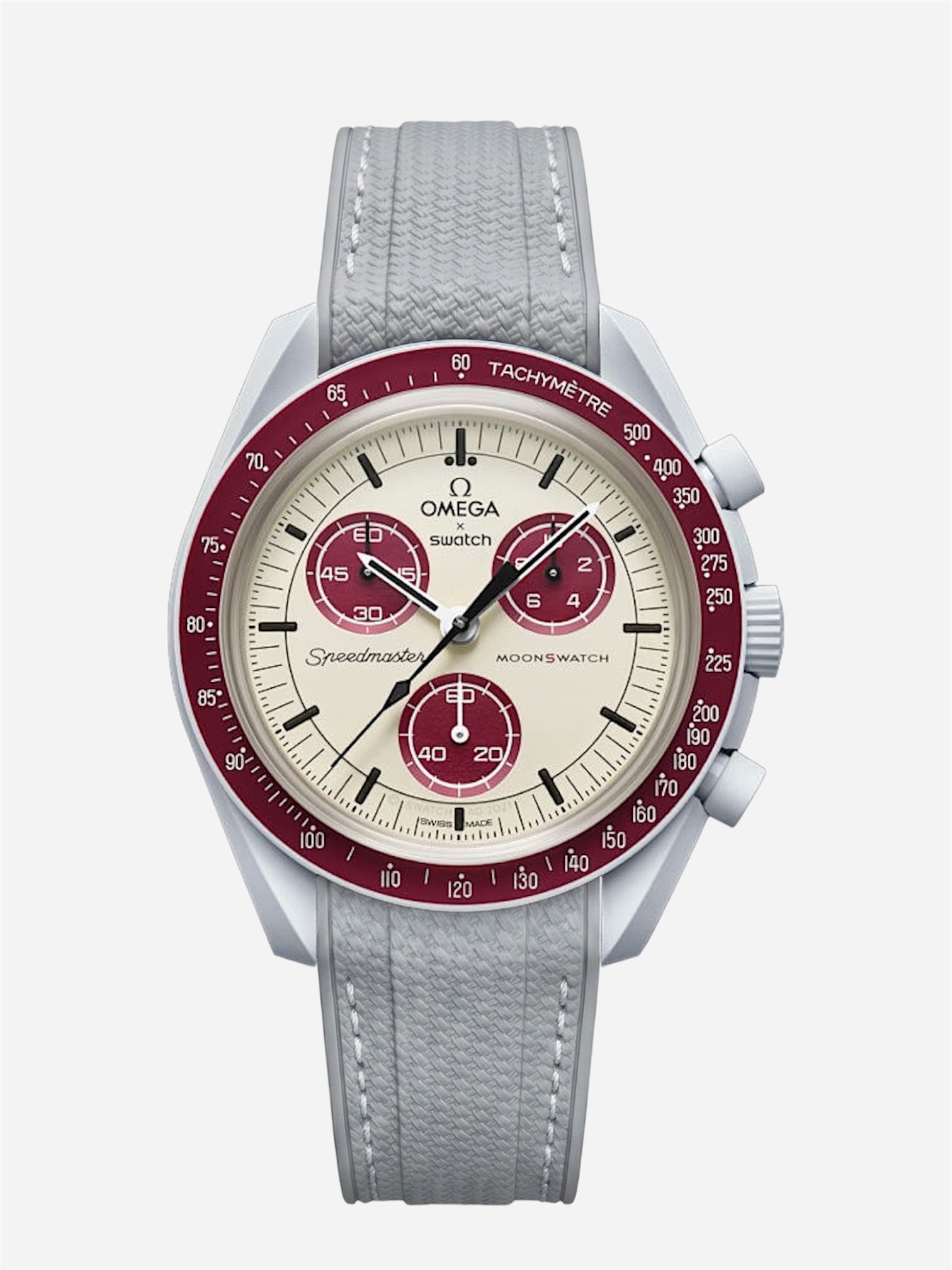 Light Gray Stitch Rubber Strap for Omega x Swatch Mission to Pluto