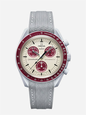 Light Gray Stitch Rubber Strap for Omega x Swatch Mission to Pluto