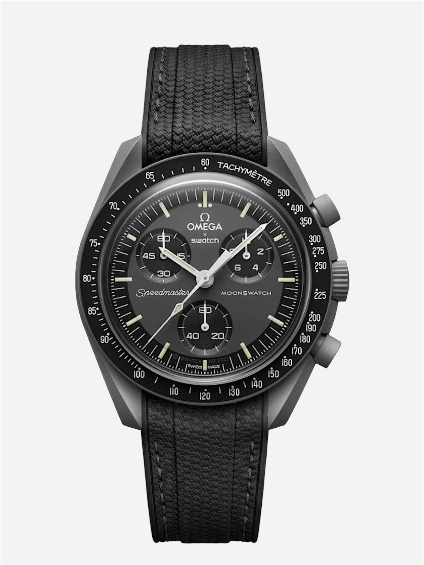 Black Stitch Rubber Strap for Omega x Swatch Mission to Mercury