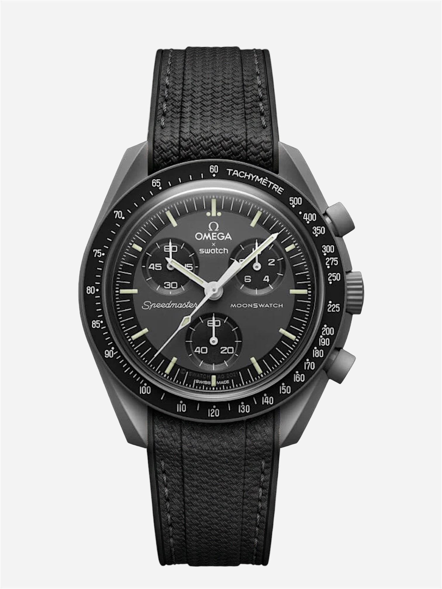 Black Stitch Rubber Strap for Omega x Swatch Mission to Mercury