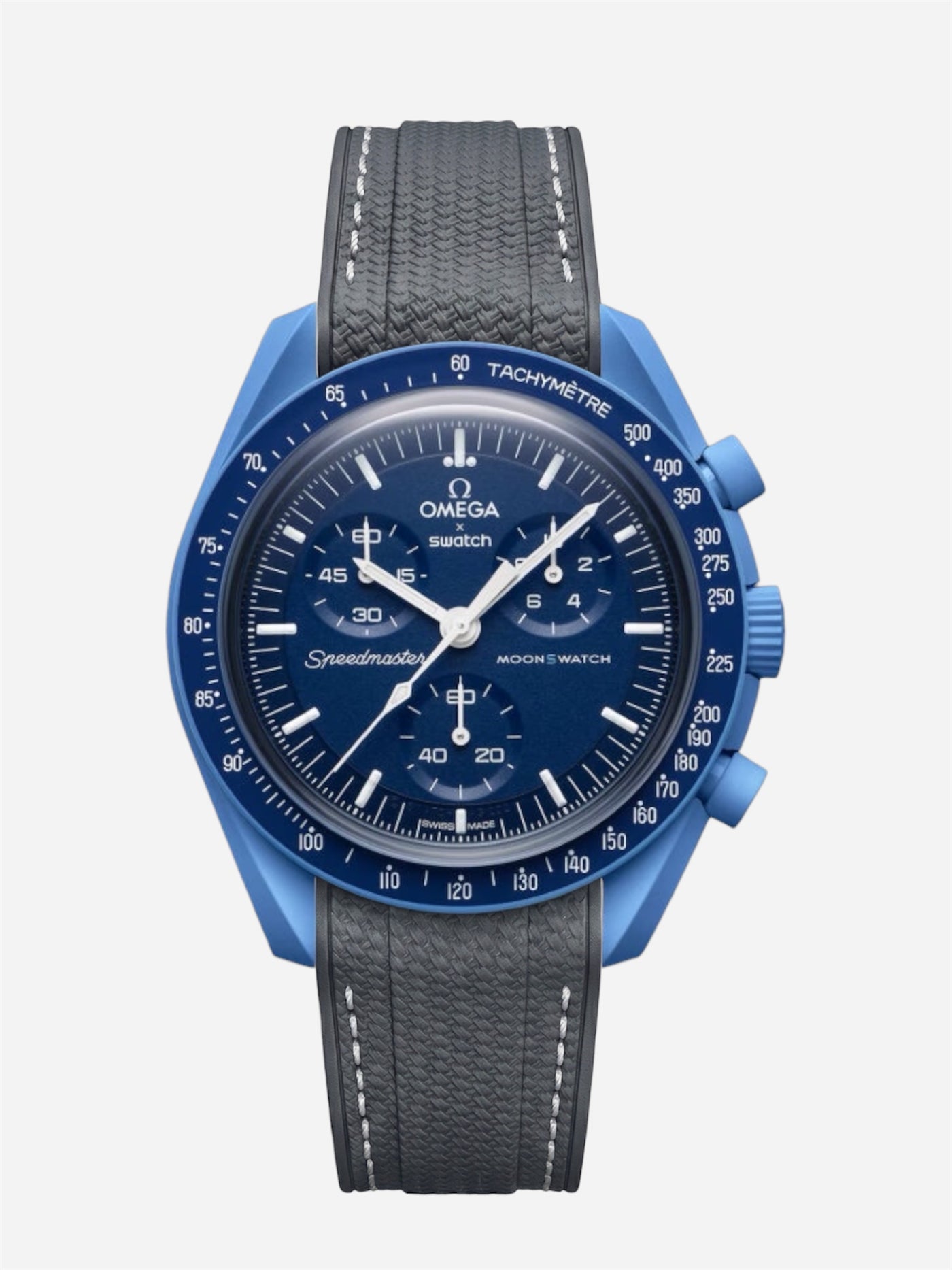 Gray Stitch Rubber Strap for Omega x Swatch Mission to Neptune