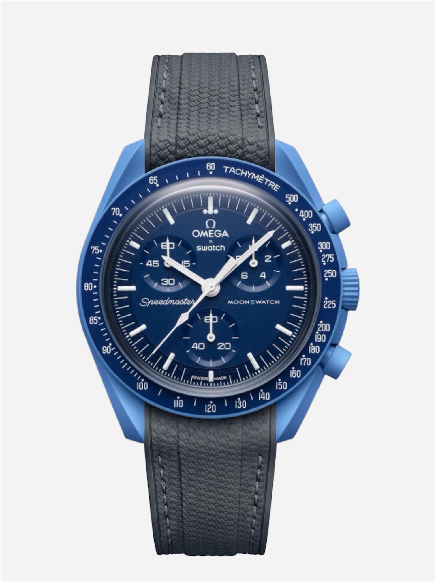 Gray Stitch Rubber Strap for Omega x Swatch Mission to Neptune