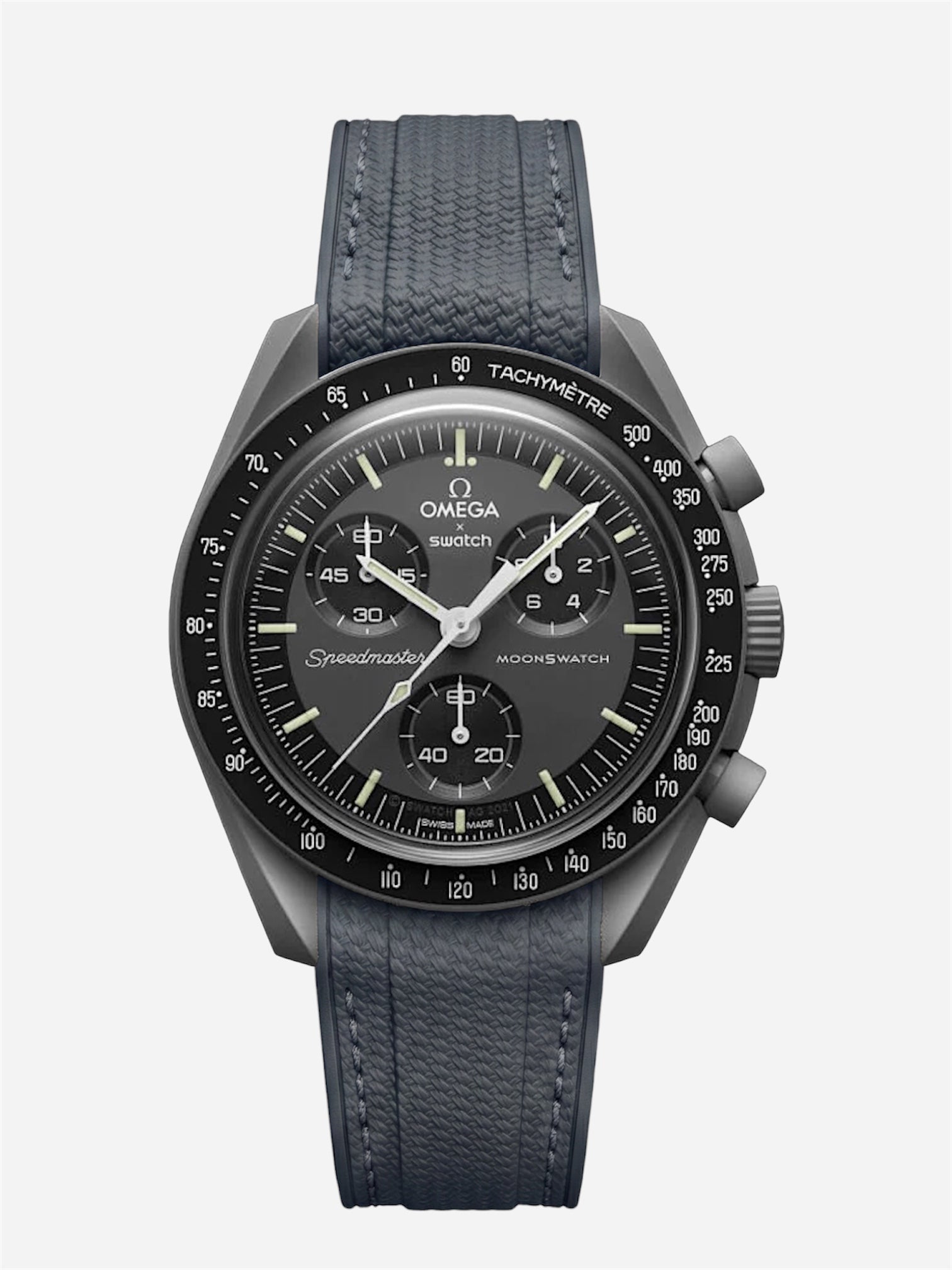 Gray Stitch Rubber Strap for Omega x Swatch Mission to Mercury