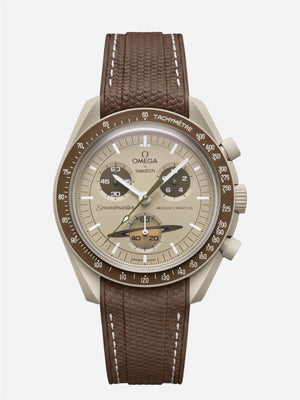 Dark Brown Stitch Rubber Strap for Omega x Swatch Mission to Saturn
