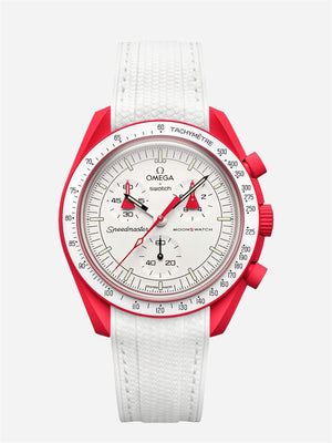 White Stitch Rubber Strap for Omega x Swatch Mission to Mars