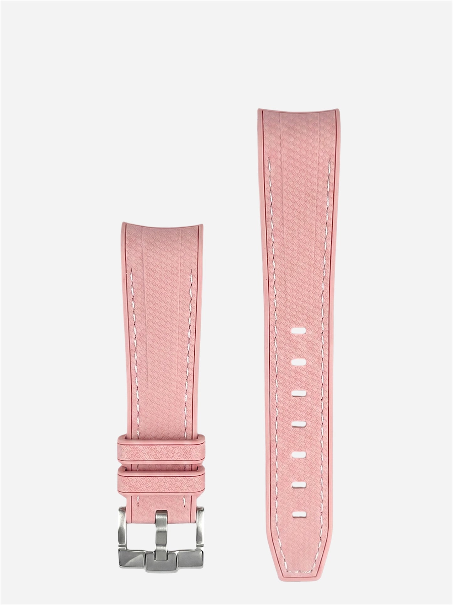 Pink-White-Stitch-Rubber-Strap-20mm-Curved-End