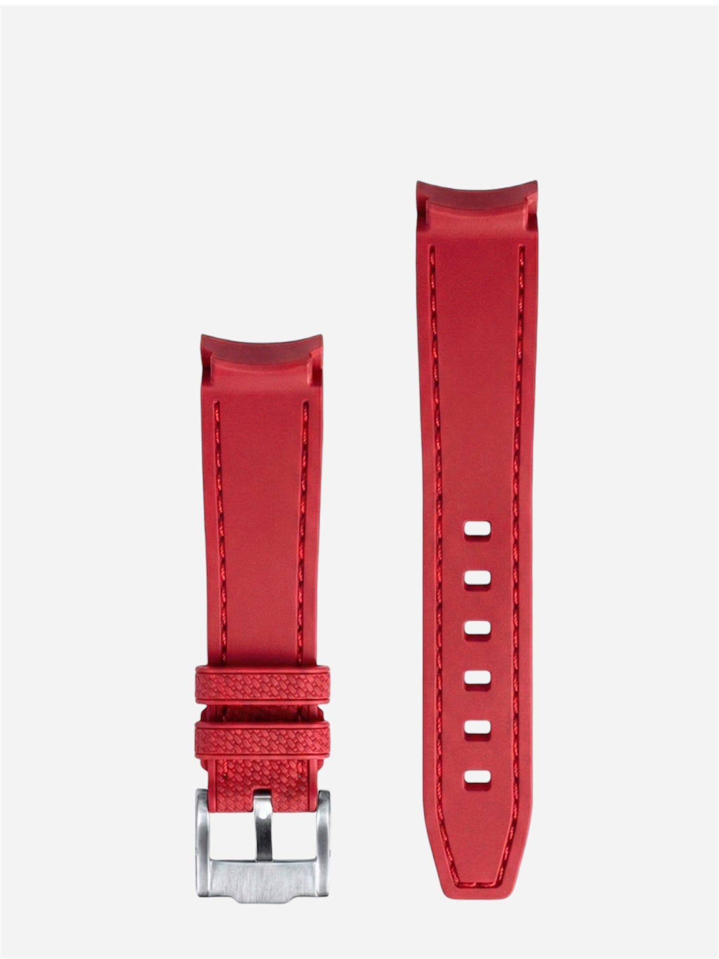 red-red-Stitch-Rubber-Strap-20mm-Curved-End-back